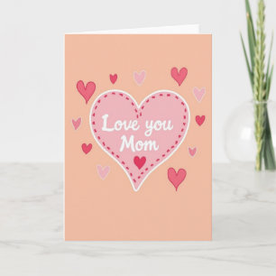 Cartão de Coração Pastel 'Amo Você Mãe'