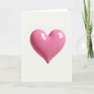 Cartão de Coração Rosa Simples e Brilhante