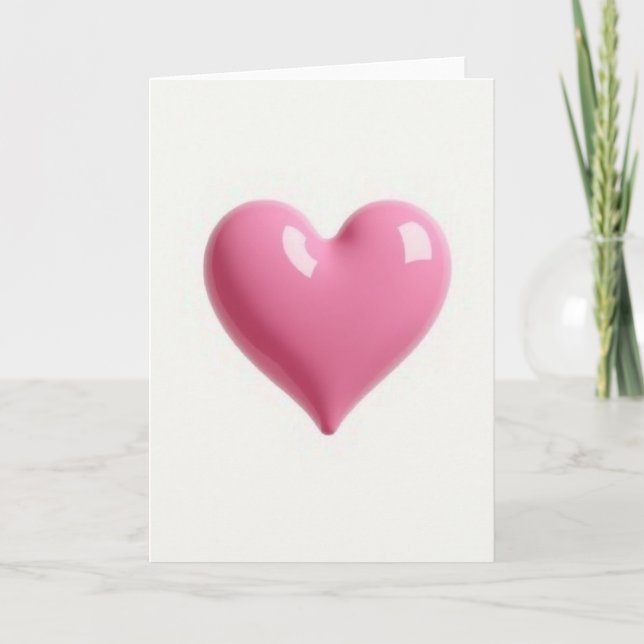 Cartão de Coração Rosa Simples e Brilhante (Frente)