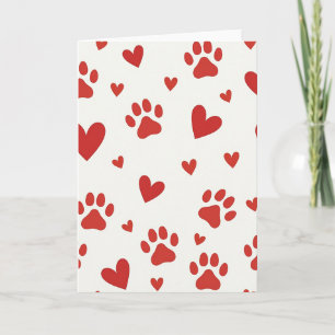 Cartão de Corações com Pegada de Pata de Amor de E