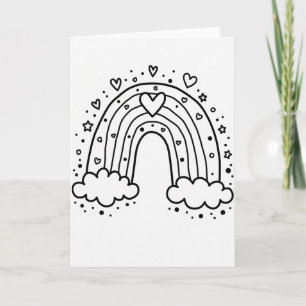 Cartão de Corações de Amor Arco-íris Branco