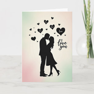 Cartão de Corações de Amor Beijo Ombre