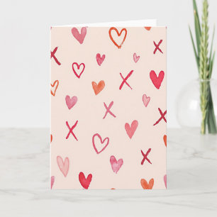 Cartão de Corações de Amor em Aquarela Xoxo