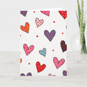 Cartão de Corações de Amor Pontilhados Coloridos
