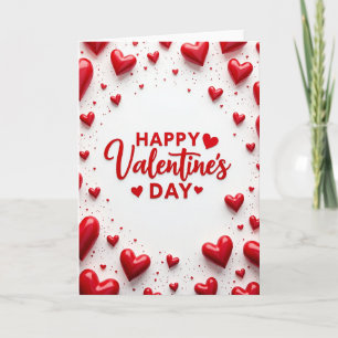 Cartão de Corações de Amor Romântico Vermelho