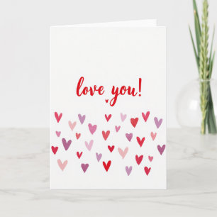 Cartão de Corações de Aquarela de Simples Amor Voc
