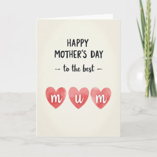 Cartão de Corações de Aquarela para Mãe Querida