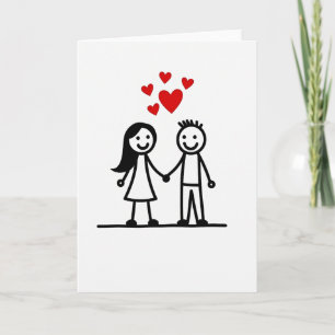 Cartão de Corações de Casal Feliz em Amor