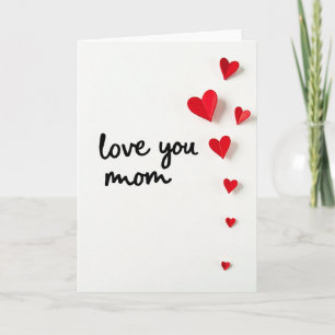Cartão de Corações de Papel Amo Você Mamãe