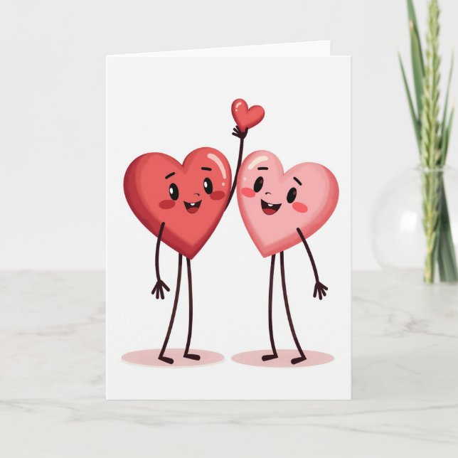 Cartão de Corações de São Valentão Fofo (Frente)