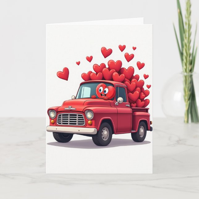 Cartão de Corações do Caminhão de Amor Simples (Frente)