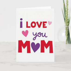 Cartão de Corações 'Eu Te Amo Mãe'