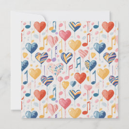 cartão de corações musicais