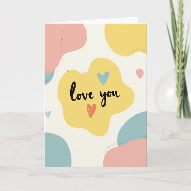 Cartão de Corações Pastel 'Eu Te Amo' (Frente)