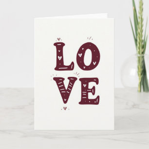 Cartão de Corações Rabiscados de Amor Minimalista