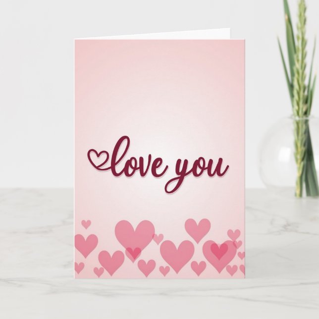 Cartão de Corações Rosa Amor Romântico (Frente)