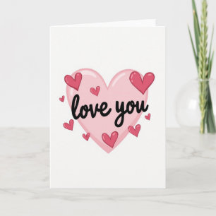 Cartão de Corações Simples e Suave de Amor
