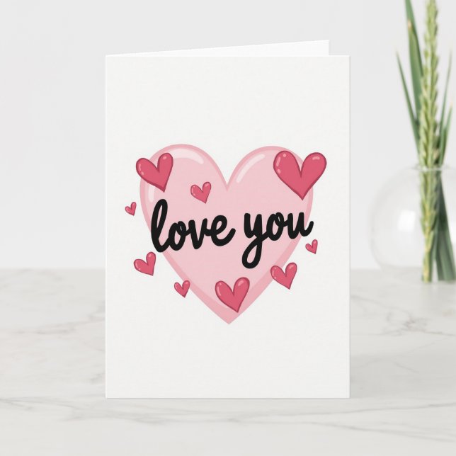 Cartão de Corações Simples e Suave de Amor (Frente)