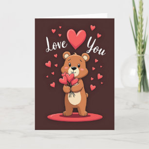 Cartão de Corações Urso Amo Você