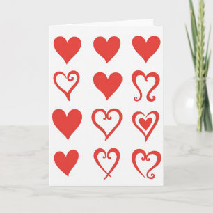 Cartão de Corações Vermelhos de Amor