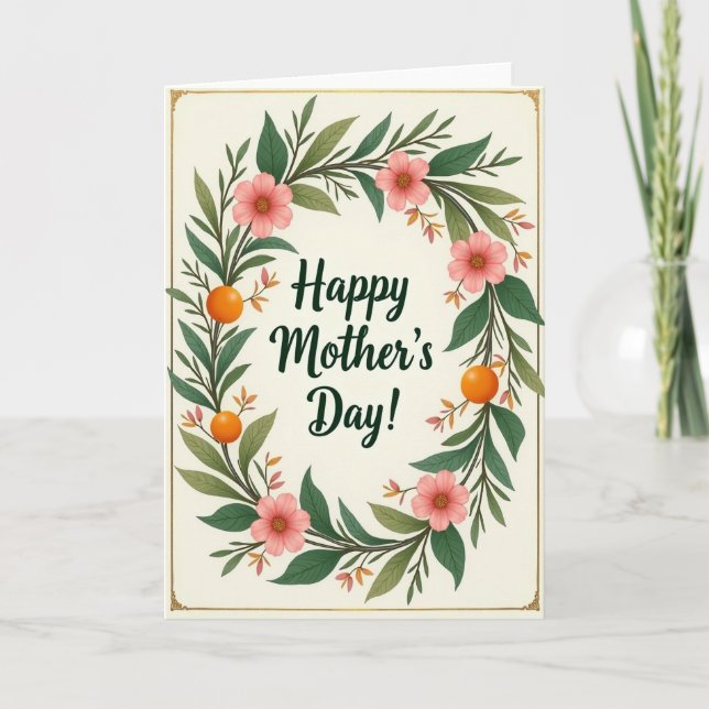 Cartão de Coroa do Dia das Mães Feliz (Frente)
