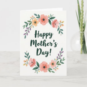 Cartão de Coroa Floral do Dia das Mães