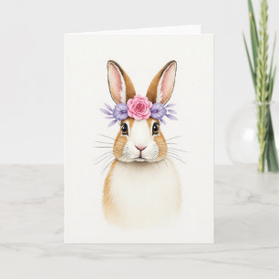 Cartão de Coroa Floral Sweet Bunny