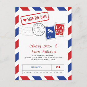 Cartão de Correio Aéreo Save the Date