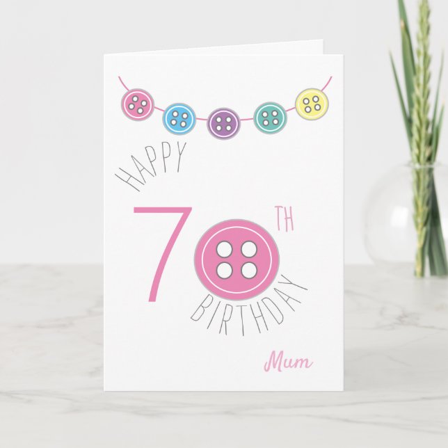 Cartão de costura de mãe de 70 aniversário com bot (Frente)