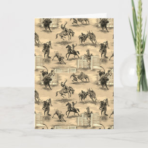 Cartão de Cowboy de Rodeio Western Retro Vintage