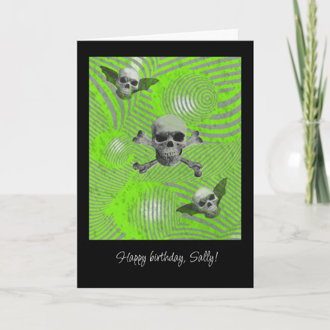 Cartão de crânios voadores psicodélicos (Frente)