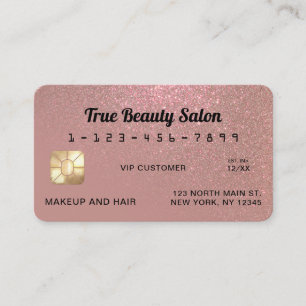 Cartão de Crédito de Glitter Dourado com Rosa Spar