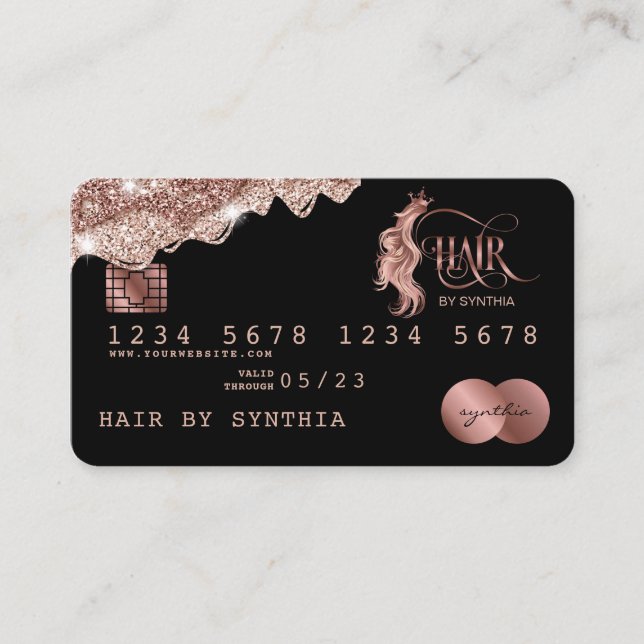 Cartão de Crédito Dissipado com Rosa de Cabelo Dou (Frente)