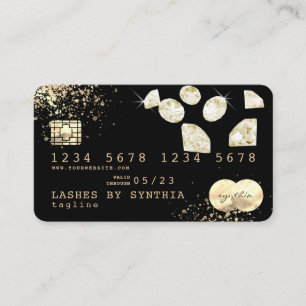 Cartão de crédito Gold Foil Diamantes Adicione seu