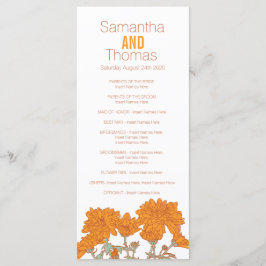 Cartão de cremalheira do programa de casamento Ora