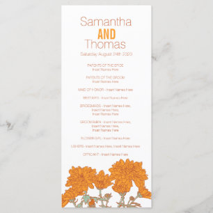 Cartão de cremalheira do programa de casamento Ora