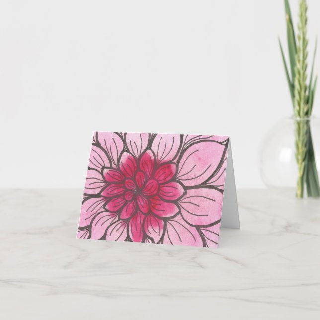 Cartão de Crisântemo com Efeito Ombre Rosa com env (Frente)