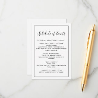 Cartão de Cronograma de Casamento Minimalista