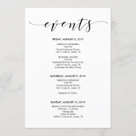 Cartão de Cronograma/Itinerário de Casamento Elega