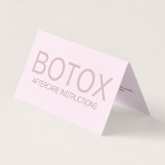 Cartão de cuidados de preenchimento de botox rosa  (Frente)