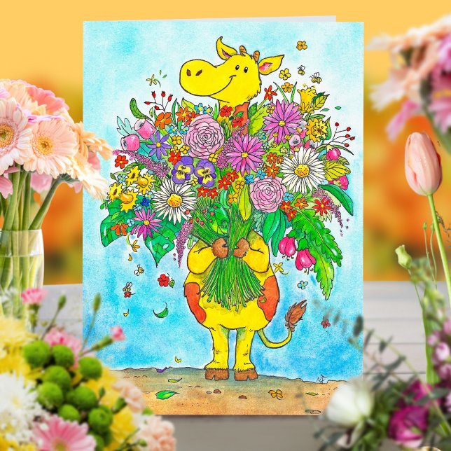 Cartão de cumprimento com buquê de girafa por Nico (Criador carregado)