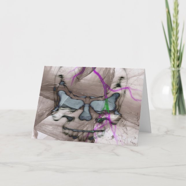 Cartão de Cumprimentos com Caveira Abstrata (Frente)