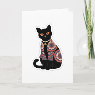 Cartão de Cumprimentos com Colar de Gato Preto Man
