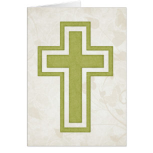 Cartão de Cumprimentos Cristão Verde Cruz 3 em Bra