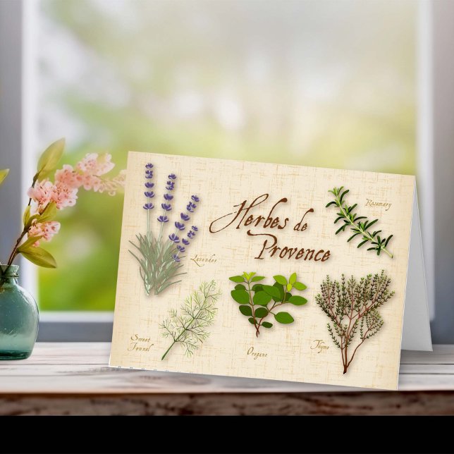 Cartão de Cumprimentos da Receita de Ervas de Prov (Herbes de Provence Recipe Greeting Card. You can also personalize with your custom text.)