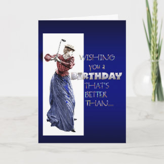 cartão de cumprimentos de aniversário da dona golf