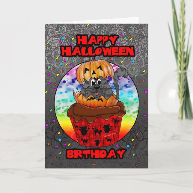 cartão de cumprimentos de aniversário de halloween (Frente)