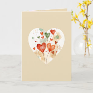 Cartão de Cumprimentos de Aquarela Corações de Amo