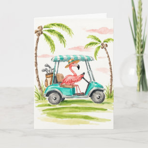 Cartão de Cumprimentos de Aquarela Flamingo Golf