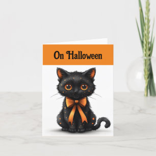 Cartão de Cumprimentos de Gato Laranja e Preto